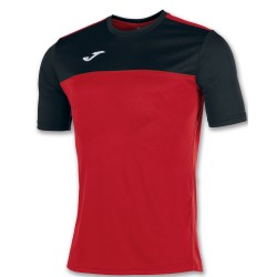 Divisa Joma Winner rossa nera kit calcio sportivo t-shirt manica corta collo rotondo