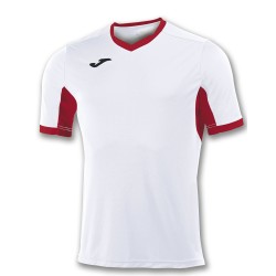 Divisa Joma Champion IV  bianca rossa kit calcio sportivo t-shirt manica corta collo a V