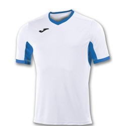 Divisa Joma Champion IV bianca azzurra kit calcio sportivo t-shirt manica corta collo a V